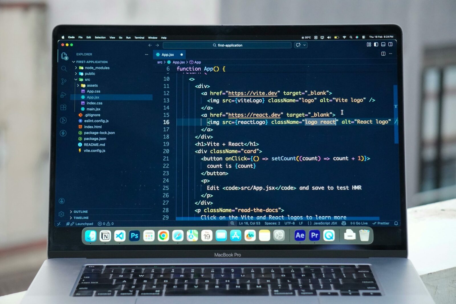 Code editor open on a developer laptop
