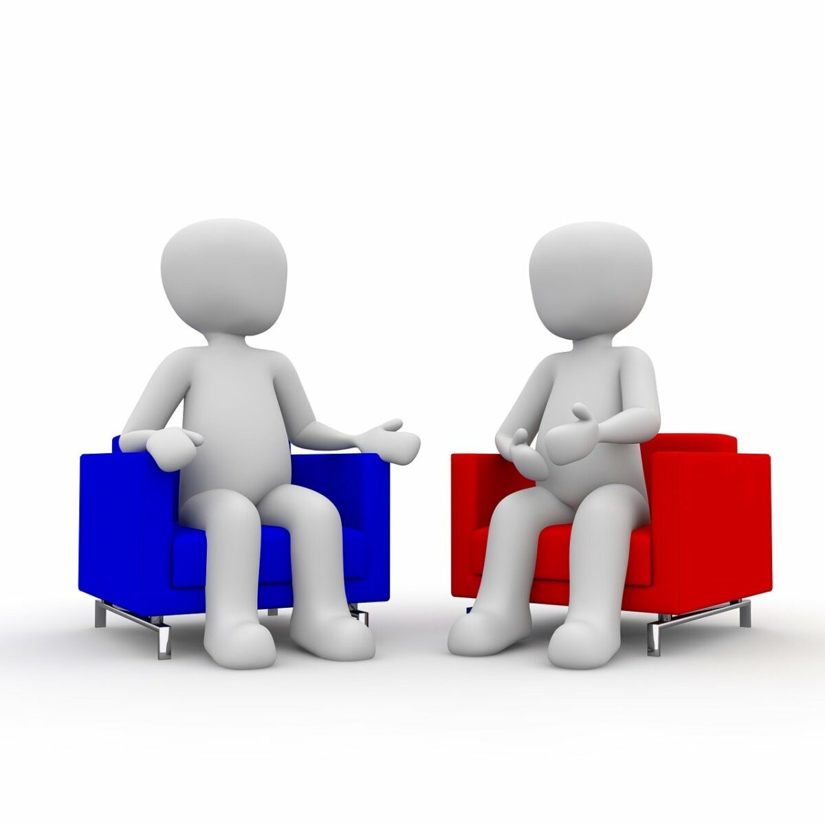 Abstract figures conversing — connection and dialogue